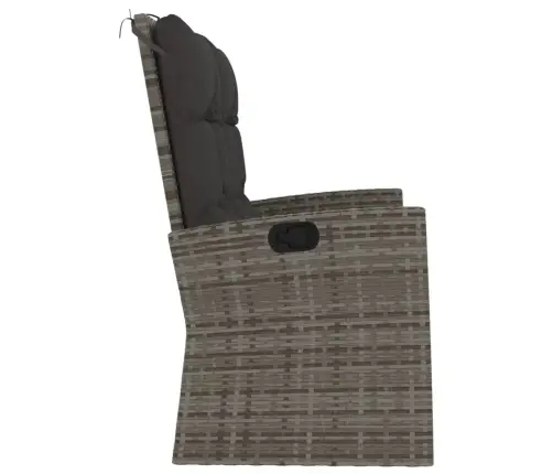 Atgāžams Dārza Sols Ar Matračiem, 118Cm, Pelēks, Pe Rotangpalma Vidaxl
