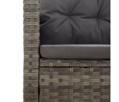 Atgāžams Dārza Sols Ar Matračiem, 118Cm, Pelēks, Pe Rotangpalma Vidaxl