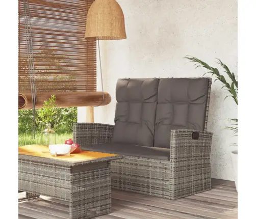 Atgāžams Dārza Sols Ar Matračiem, 118Cm, Pelēks, Pe Rotangpalma Vidaxl