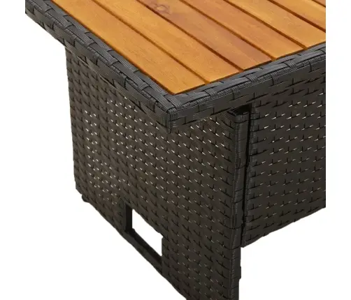 Dārza Galds, 100X50X43/63Cm, Akācija, Pe Rotangpalma, Melns Vidaxl