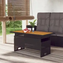 Dārza Galds, 100X50X43/63Cm, Akācija, Pe Rotangpalma, Melns Vidaxl