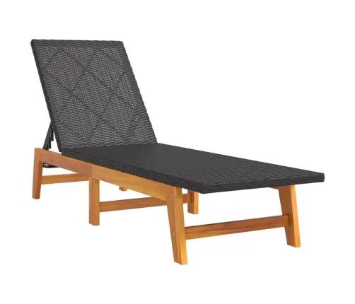 Päevitustool, Must Ja Pruun, Polürotang Ja Akaatsiapuit