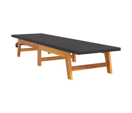 Päevitustool, Must Ja Pruun, Polürotang Ja Akaatsiapuit