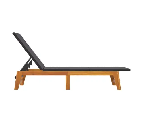 Päevitustool, Must Ja Pruun, Polürotang Ja Akaatsiapuit