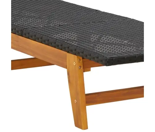 Päevitustool, Must Ja Pruun, Polürotang Ja Akaatsiapuit