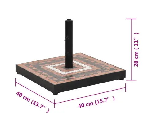 Saulessarga Pamatne, Kvadrātveida, Sarkanbrūna Un Balta, 12 Kg Vidaxl