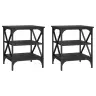 Šoniniai Staliukai, 2Vnt., Juodi, 40X42X50cm Apdirbta Mediena