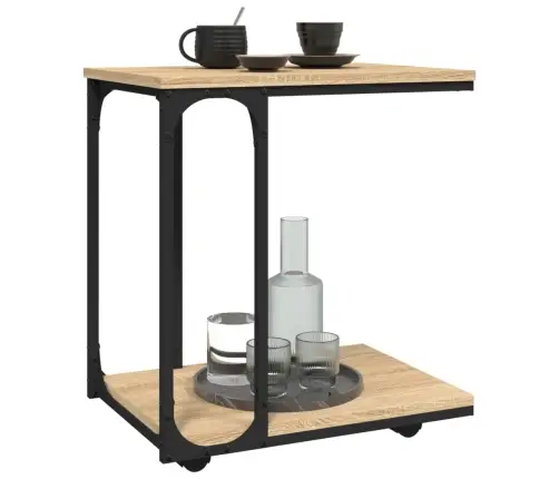 Šoninis Staliukas Su Ratukais, Ąžuolo, 50X35X55,5cm Mediena