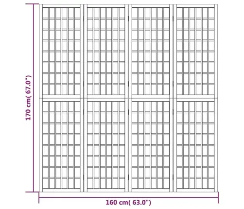 Aizslietnis, 4 Paneļi, Salokāms, 160X170Cm, Japāņu Stils, Melns Vidaxl