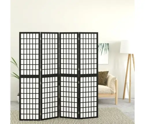 Aizslietnis, 4 Paneļi, Salokāms, 160X170Cm, Japāņu Stils, Melns Vidaxl