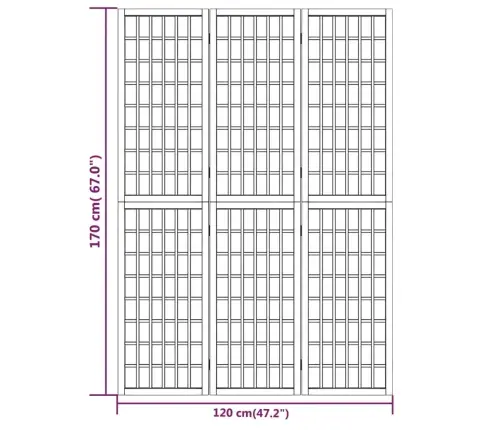 Aizslietnis, 3 Paneļi, Salokāms, 120X170Cm, Japāņu Stils, Balts Vidaxl
