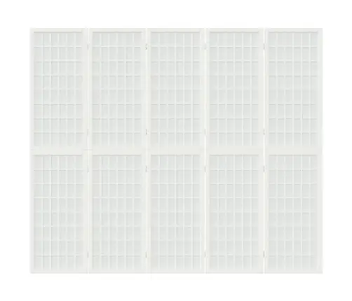 Aizslietnis, 5 Paneļi, Salokāms, 200X170Cm, Japāņu Stils, Balts Vidaxl