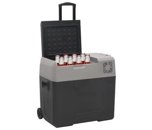 Aukstumkaste Ar Rokturi Un Ritenīšiem, Melna, Pelēka, 40 Litri Vidaxl