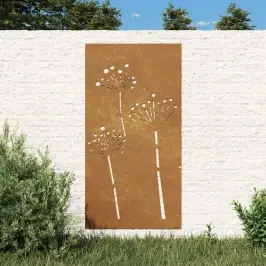 Sodo Sienos Dekoracija, 105X55cm Corten Plienas, Gėlių Dizaino