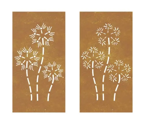 Dārza Sienas Rotājumi, 2 Gab., 105X55 Cm, Tērauds, Rūsas Efekts Vidaxl