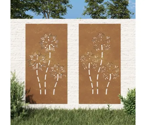 Dārza Sienas Rotājumi, 2 Gab., 105X55 Cm, Tērauds, Rūsas Efekts Vidaxl