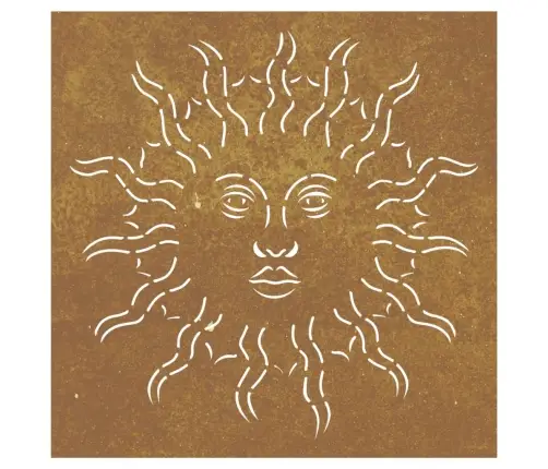 Sodo Sienos Dekoracija, 55X55cm Corten Plienas, Saulės Dizaino