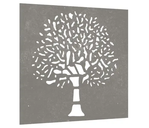 Sodo Sienos Dekoracija, 55X55cm Corten Plienas, Medžio Dizaino