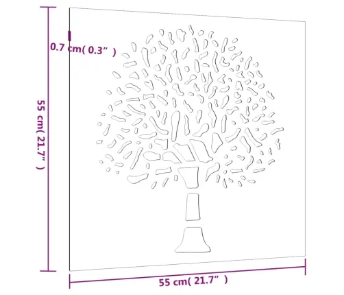 Sodo Sienos Dekoracija, 55X55cm Corten Plienas, Medžio Dizaino