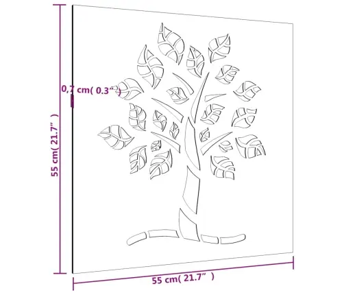 Dārza Sienas Rotājums, 55X55 Cm, Tērauds, Rūsas Efekts Vidaxl
