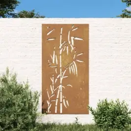 Sodo Sienos Dekoracija, 105X55cm Corten Plienas, Bambukas