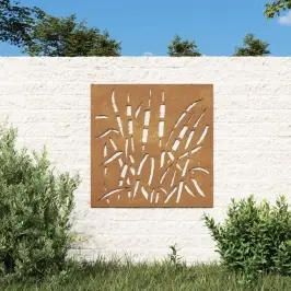 Sodo Sienos Dekoracija, 55X55cm Corten Plienas, Žolės Dizaino