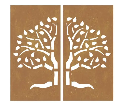 Dārza Sienas Rotājumi, 2 Gab., 105X55 Cm, Tērauds, Rūsas Efekts Vidaxl