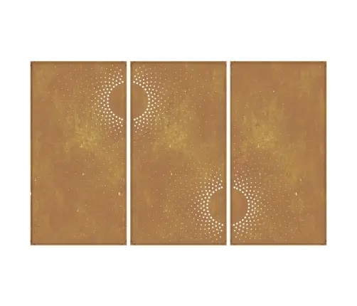 Dārza Sienas Rotājumi, 3 Gab., 105X55 Cm, Tērauds, Rūsas Efekts Vidaxl