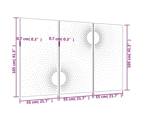 Dārza Sienas Rotājumi, 3 Gab., 105X55 Cm, Tērauds, Rūsas Efekts Vidaxl