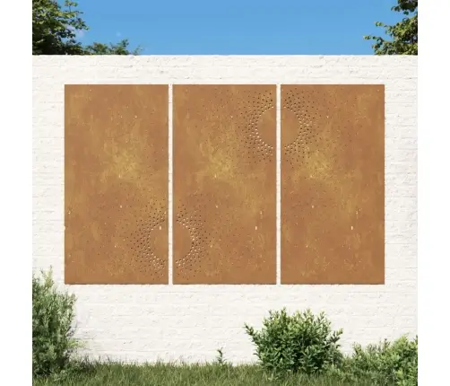 Dārza Sienas Rotājumi, 3 Gab., 105X55 Cm, Tērauds, Rūsas Efekts Vidaxl