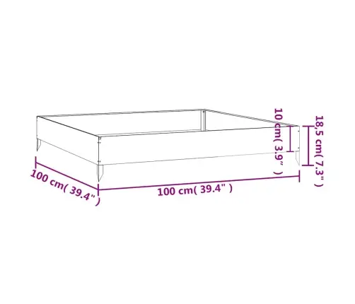 Taimekast, 100 X 100 X 18,5 cm Corten-Teras