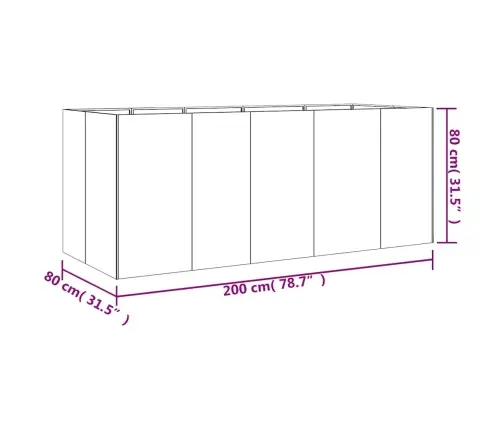 Taimekast, 200 X 80 X 80 cm Corten-Teras