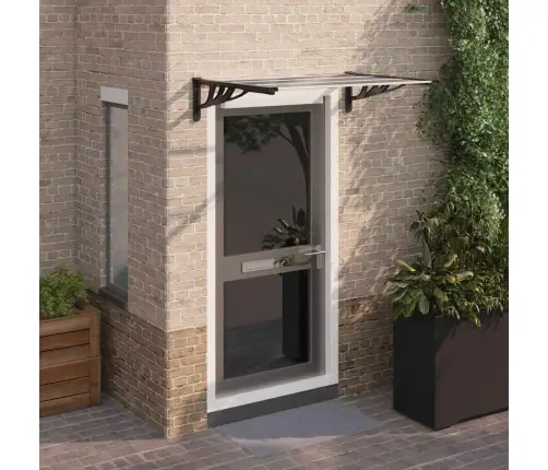 Ukse Varikatus, Must Ja Läbipaistev, 122X90 cm Polükarbonaat