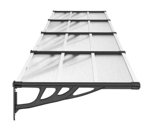 Ukse Varikatus, Must Ja Läbipaistev, 396X90 cm Polükarbonaat