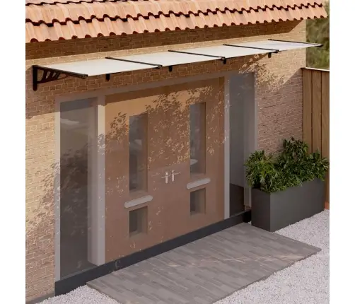 Ukse Varikatus, Must Ja Läbipaistev, 396X90 cm Polükarbonaat