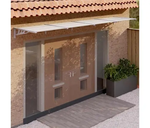 Durvju Jumtiņš, Pelēks, Caurspīdīgs, 396X90 Cm, Polikarbonāts Vidaxl