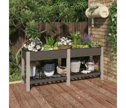 Augstā Puķu Kaste Ar Plauktu, Pelēka, 175X50X75 Cm, Wpc Vidaxl