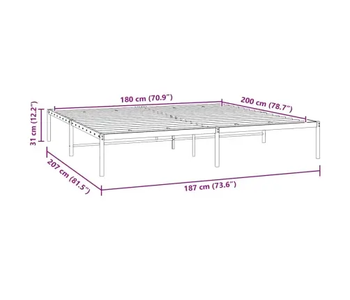 Metallist Voodiraam, Must, 180X200 Cm