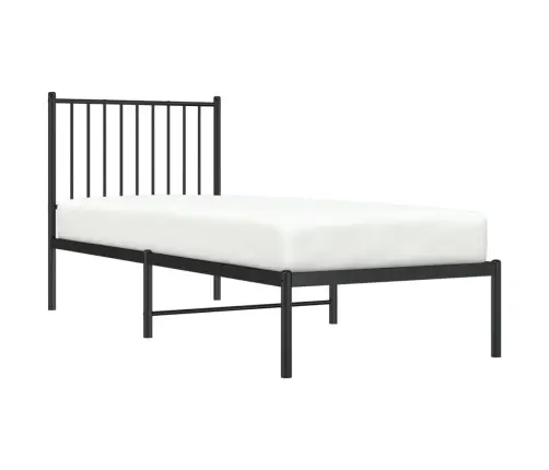 Gultas Rāmis Ar Galvgali, Melns Metāls, 75X190 Cm Vidaxl