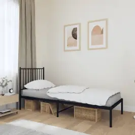 Gultas Rāmis Ar Galvgali, Melns Metāls, 75X190 Cm Vidaxl