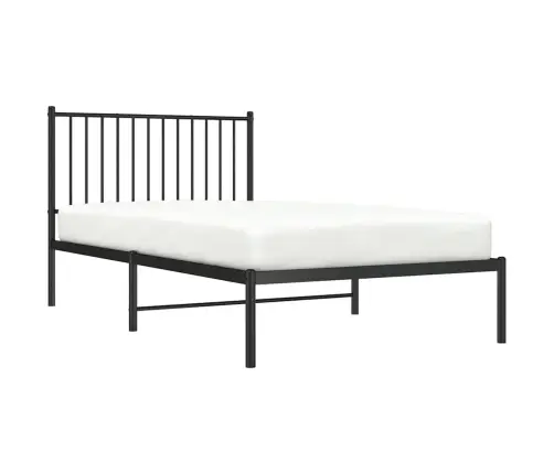 Gultas Rāmis Ar Galvgali, Melns Metāls, 100X190 Cm Vidaxl