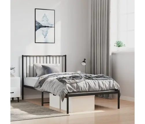 Gultas Rāmis Ar Galvgali, Melns Metāls, 100X190 Cm Vidaxl