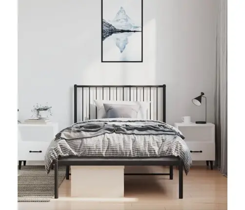 Gultas Rāmis Ar Galvgali, Melns Metāls, 100X200 Cm Vidaxl