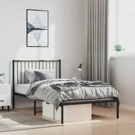 Gultas Rāmis Ar Galvgali, Melns Metāls, 100X200 Cm Vidaxl