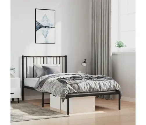 Gultas Rāmis Ar Galvgali, Melns Metāls, 100X200 Cm Vidaxl