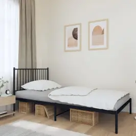 Gultas Rāmis Ar Galvgali, Melns Metāls, 107X203 Cm Vidaxl Gultas Rāmis Ar Galvgali, Melns Metāls, 107X203 Cm Vidaxl