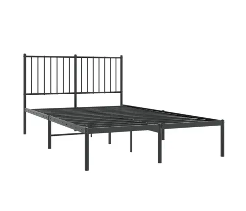 Gultas Rāmis Ar Galvgali, Melns Metāls, 120X190 Cm Vidaxl