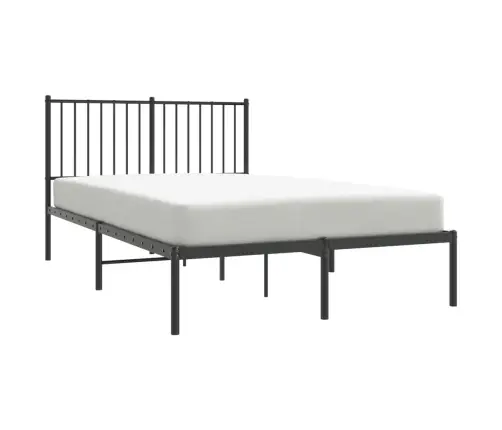 Gultas Rāmis Ar Galvgali, Melns Metāls, 120X190 Cm Vidaxl