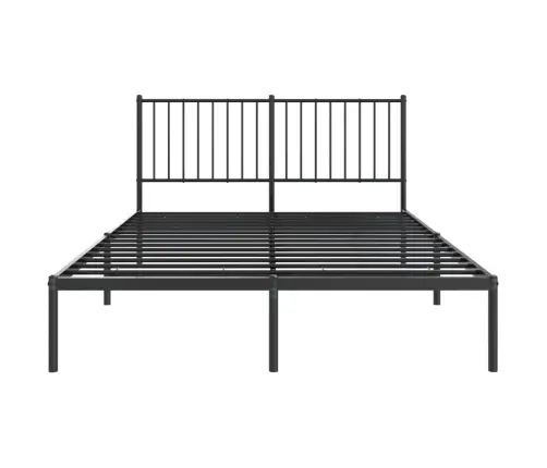 Gultas Rāmis Ar Galvgali, Melns Metāls, 140X190 Cm Vidaxl