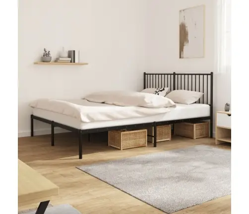 Metalinis Lovos Rėmas Su Galvūgaliu, Juodos Spalvos, 160X200Cm